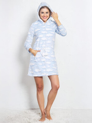 Теплый короткий женский халат на молнии VIENETTA 1602863432