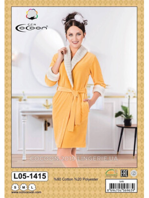 Купить Велюровый женский короткий халат COCOON L05-1415 в Украина в Lingerie.ua - Одяг для дому та відпочинку, Фото 2