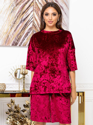 Купить Бархатный костюм из футболки и длинных шорт LINGERIE 170484 в Украина в Lingerie.ua - Одяг для дому та відпочинку, Фото 5