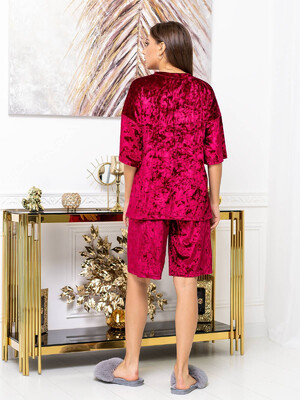 Купить Бархатный костюм из футболки и длинных шорт LINGERIE 170484 в Украина в Lingerie.ua - Одяг для дому та відпочинку, Фото 9