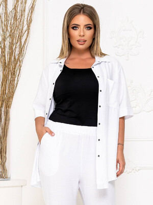 Купить Льняная рубашка большого размера LINGERIE 170559-1  в Украина в Lingerie.ua - Одяг для дому та відпочинку, Фото 4