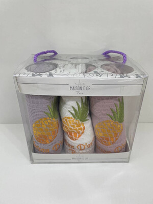 Купить НАБОР ВАФЕЛЬНЫХ ПОЛОТЕНЕЦ 6 В 1 MAISON D`OR Pineapple  в Украина в Lingerie.ua - Одяг для дому та відпочинку, Фото 2