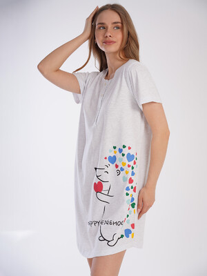 Купить Хлопковая туника с коротким рукавом VIENETTA 2112590000 в Украина в Lingerie.ua - Одяг для дому та відпочинку, Фото 2