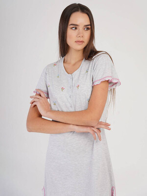 Купить Хлопковая ночная сорочка на пуговицах VIENETTA 3020010000 в Украина в Lingerie.ua - Одяг для дому та відпочинку, Фото 2