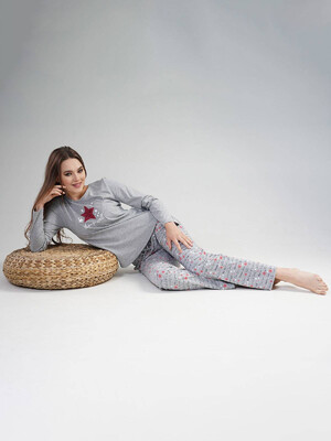 Купить Хлопковая пижама с брюками VIENETTA 2041780021 в Украина в Lingerie.ua - Одяг для дому та відпочинку, Фото 3