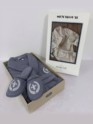Халат мужской махровый и тапки MAISON D'OR Seymour в подарочной упаковке
