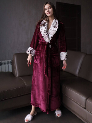 Купить Теплый халат из велсофта большие размеры LINGERIE 170281 в Украина в Lingerie.ua - Одяг для дому та відпочинку, Фото 2
