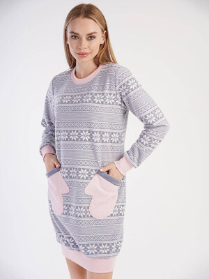 Купить Флисовая туника с зимним принтом VIENETTA 3030293972 в Украина в Lingerie.ua - Одяг для дому та відпочинку, Фото 3