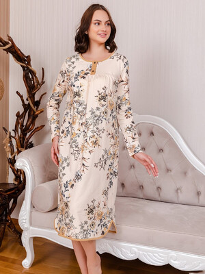 Купить Байковая ночная сорочка с длинным рукавом SABRINA U22063 в Украина в Lingerie.ua - Одяг для дому та відпочинку, Фото 1