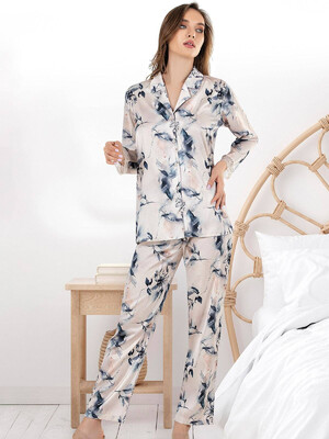 Купить Шелковая пижама с длинным рукавом VIENETTA 1612585290 в Украина в Lingerie.ua - Одяг для дому та відпочинку, Фото 2