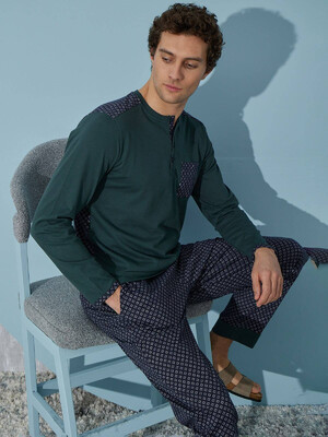 Купить Бавовняна піжама з довгим рукавом SEVIM 9425 в Украина