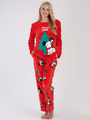 Купить Плюшевая теплая пижама с новогодним принтом VIENETTA 3040220232 в Украина в Lingerie.ua - Одяг для дому та відпочинку, Фото 3