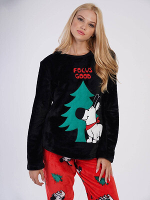 Купить Плюшевая теплая пижама с новогодним принтом VIENETTA 3040220232 в Украина в Lingerie.ua - Одяг для дому та відпочинку, Фото 4