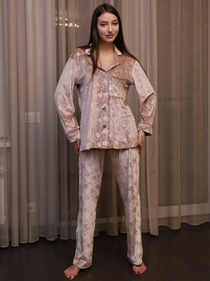 Купить Бархатная пижама классическая с длинным рукавом LINGERIE 170700 в Украина в Lingerie.ua - Одяг для дому та відпочинку, Фото 17