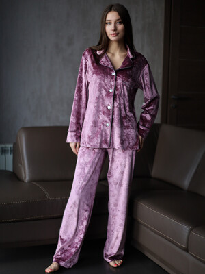 Купить Бархатная пижама классическая с длинным рукавом LINGERIE 170700 в Украина в Lingerie.ua - Одяг для дому та відпочинку, Фото 18