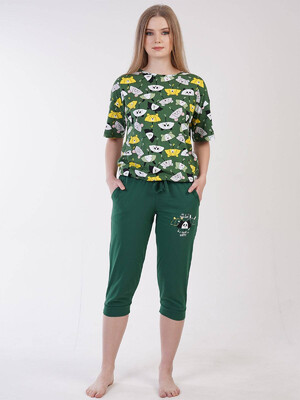 Купить Хлопковый комплект с капри VIENETTA 3090236205 в Украина в Lingerie.ua - Одяг для дому та відпочинку, Видео