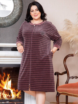 Купить Велюровий халат великого розміру на блискавці COCOON U22-1086 в Украина в Lingerie.ua - Одяг для дому та відпочинку, Фото 2