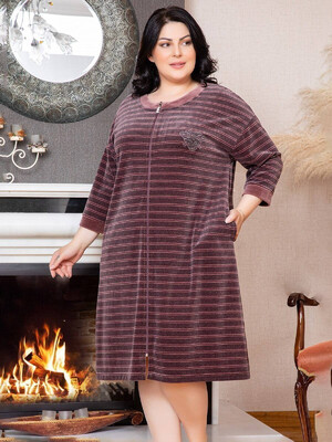 Купить Велюровий халат великого розміру на блискавці COCOON U22-1086 в Украина в Lingerie.ua - Одяг для дому та відпочинку, Фото 5