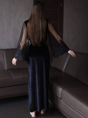 Купить Халат королевский бархат с кружевом на сетке LINGERIE 170501 в Украина в Lingerie.ua - Одяг для дому та відпочинку, Фото 2