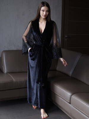 Купить Халат королевский бархат с кружевом на сетке LINGERIE 170501 в Украина в Lingerie.ua - Одяг для дому та відпочинку, Фото 16