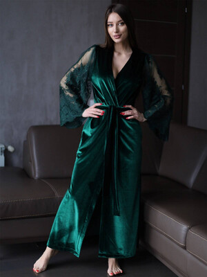 Купить Халат королевский бархат с кружевом на сетке LINGERIE 170501 в Украина в Lingerie.ua - Одяг для дому та відпочинку, Фото 15