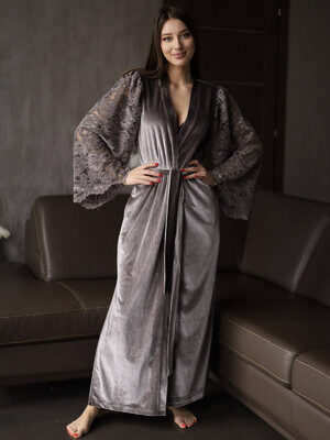 Купить Халат королевский бархат с кружевом на сетке LINGERIE 170501 в Украина в Lingerie.ua - Одяг для дому та відпочинку, Фото 9