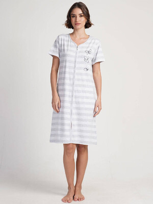 Купить Хлопковый халат на молнии с коротким рукавом VIENETTA 3120390000 в Украина в Lingerie.ua - Одяг для дому та відпочинку, Видео