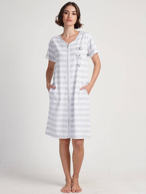 Купить Хлопковый халат на молнии с коротким рукавом VIENETTA 3120390000 в Украина в Lingerie.ua - Одяг для дому та відпочинку, Фото 4