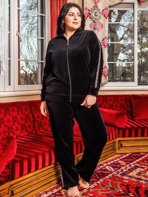 Купить Велюровый костюм большого размера с лампасами COCOON O61-1192 в Украина в Lingerie.ua - Одяг для дому та відпочинку, Фото 1