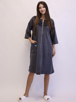 Купить Велюровий теплий жіночий халат на блискавці LINGERIE 170652 Trapeze в Украина в Lingerie.ua - Одяг для дому та відпочинку, Фото 5