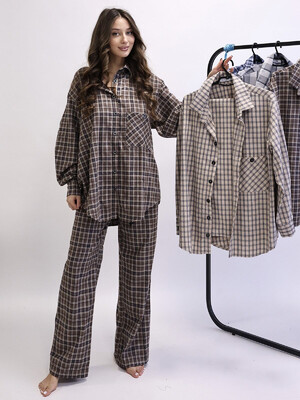 Купить Фланелевая мужская классическая пижама в клетку LNGR 170737 в Украина в Lingerie.ua - Одяг для дому та відпочинку, Фото 5