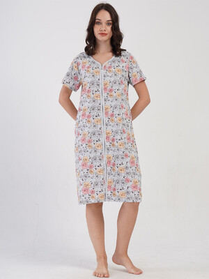 Купить Хлопковый халат на молнии с коротким рукавом VIENETTA 4081893402 в Украина в Lingerie.ua - Одяг для дому та відпочинку, Фото 4