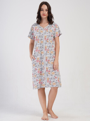 Купить Хлопковый халат на молнии с коротким рукавом VIENETTA 4081893402 в Украина в Lingerie.ua - Одяг для дому та відпочинку, Фото 7