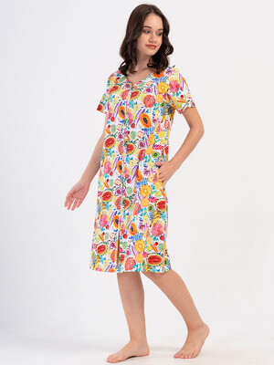 Купить Хлопковый халат женский на молнии с коротким рукавом VIENETTA 4082001782 в Украина в Lingerie.ua - Одяг для дому та відпочинку, Фото 2