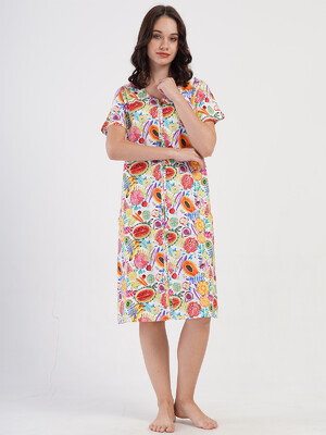 Купить Хлопковый халат женский на молнии с коротким рукавом VIENETTA 4082001782 в Украина в Lingerie.ua - Одяг для дому та відпочинку, Фото 4