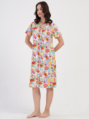 Купить Хлопковый халат женский на молнии с коротким рукавом VIENETTA 4082001782 в Украина в Lingerie.ua - Одяг для дому та відпочинку, Фото 7