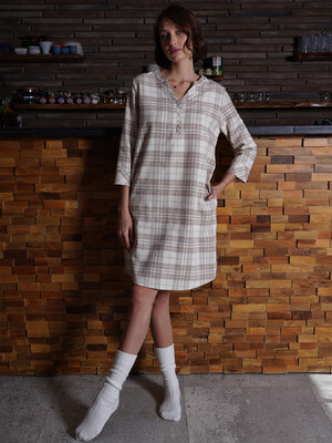 Купить Хлопковое платье в клетку VIENETTA PLUS 4051100000 в Украина в Lingerie.ua - Одяг для дому та відпочинку, Фото 8