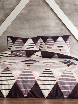 Полуторний комплект постільної білизни з ранфорсу з простирадлом на гумці TAC Santos