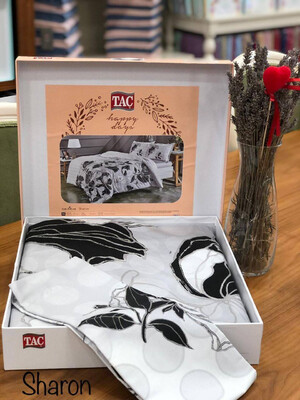 Купить Полуторный комплект постельного белья из ранфорса с простыней на резинке TAC Santos в Украина в Lingerie.ua - Одяг для дому та відпочинку, Фото 2