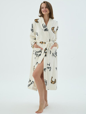 Теплий довгий халат з велсофту на запах SEVIM 17298