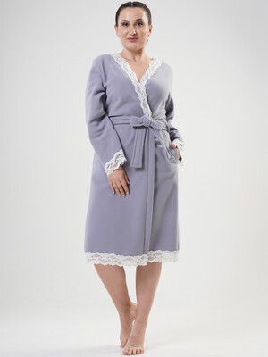 Купить Флисовый женский халат большого размера на запах VIENETTA 2030670000 в Украина в Lingerie.ua - Одяг для дому та відпочинку, Фото 2