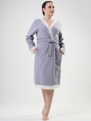 Купить Флисовый женский халат большого размера на запах VIENETTA 2030670000 в Украина в Lingerie.ua - Одяг для дому та відпочинку, Фото 4