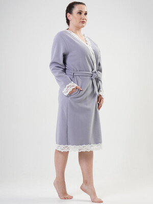 Купить Флисовый женский халат большого размера на запах VIENETTA 2030670000 в Украина в Lingerie.ua - Одяг для дому та відпочинку, Фото 6