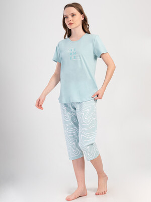 Купить Хлопковый костюм большого размера (футболка + капри) VIENETTA 4080481554 в Украина в Lingerie.ua - Одяг для дому та відпочинку, Фото 2