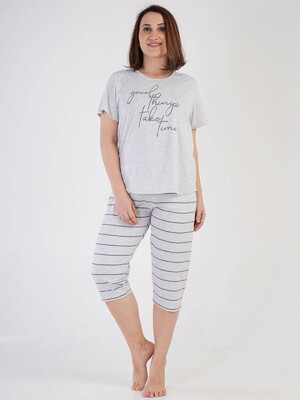 Купить Хлопковый комплект с капри в полоску VIENETTA 2115431769 в Украина в Lingerie.ua - Одяг для дому та відпочинку, Фото 1