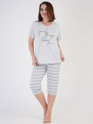 Купить Хлопковый комплект с капри в полоску VIENETTA 2115431769 в Украина в Lingerie.ua - Одяг для дому та відпочинку, Фото 3