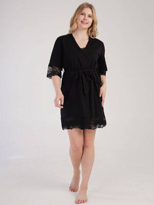 Купить Хлопковый комплект из ночной сорочки и халата с кружевом VIENETTA 3010340000 в Украина в Lingerie.ua - Одяг для дому та відпочинку, Фото 1