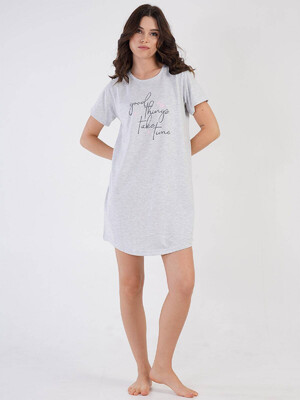 Купить Хлопковая ночная сорочка с коротким рукавом VIENETTA 2112060000 в Украина в Lingerie.ua - Одяг для дому та відпочинку, Видео