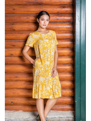 Купить Халат COCOON J4-4089 з коротким рукавом на ґудзиках великі розміри штапель в Украина