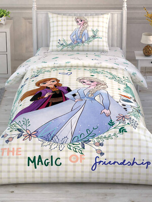 Купить Односпальний комплект постільної білизни TAC Disney Frozen 2 Friendship з простирадлом на резинці в Украина в Lingerie.ua - Одяг для дому та відпочинку, Фото 1